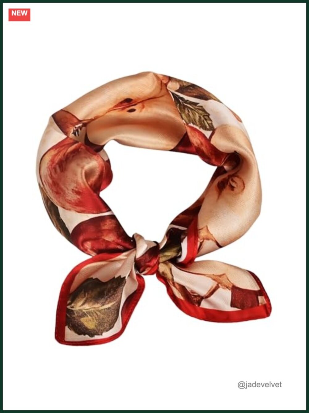 100% Mulberry Silk Square Scarf 21" Floral Neckerchief Lightweight